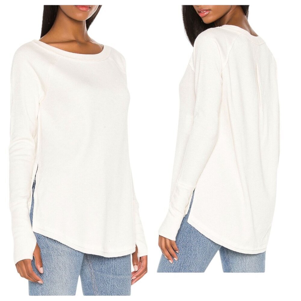 Free People  We The Free  Snowy Thermal Shirt In White, Size Large, NWT